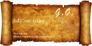 Güns Olga névjegykártya